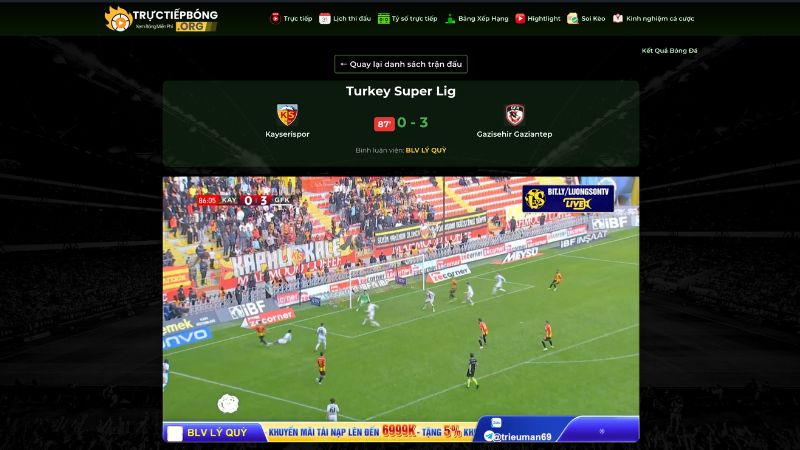 Không quảng cáo chen ngang khi tructiepbong phát sóng